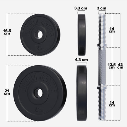 Set d'haltères courts en plastique de 20 kg