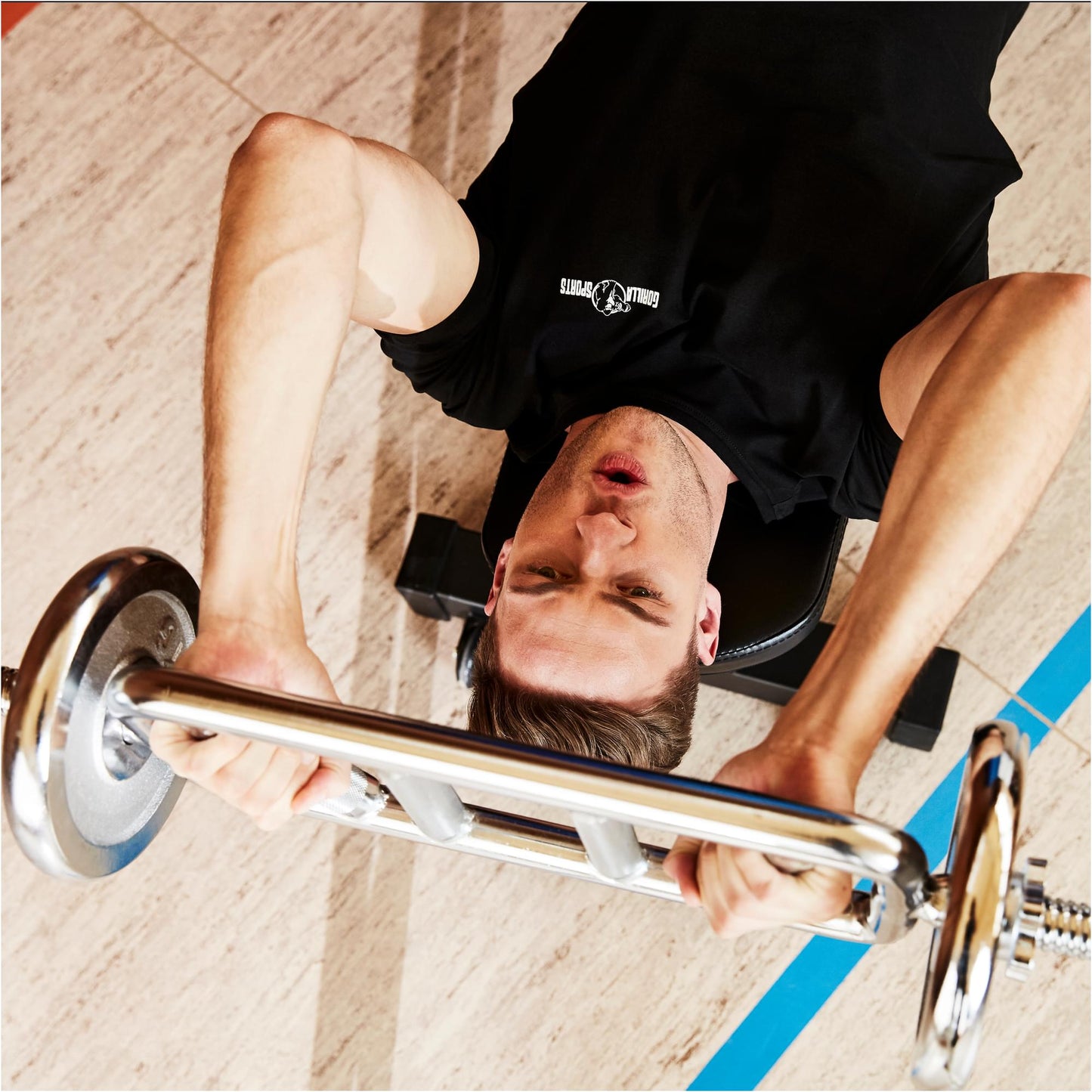 Barre de triceps diagonale en chrome