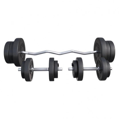 Set d’haltères avec poids en plastique et barre curl, 70 kg - Gorilla Sports France