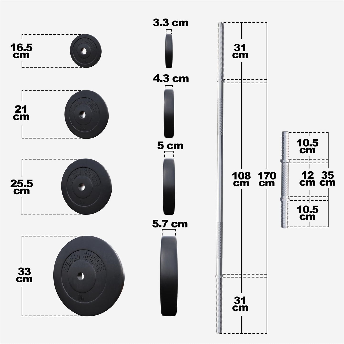 Set de barre longue en plastique de 70 kg