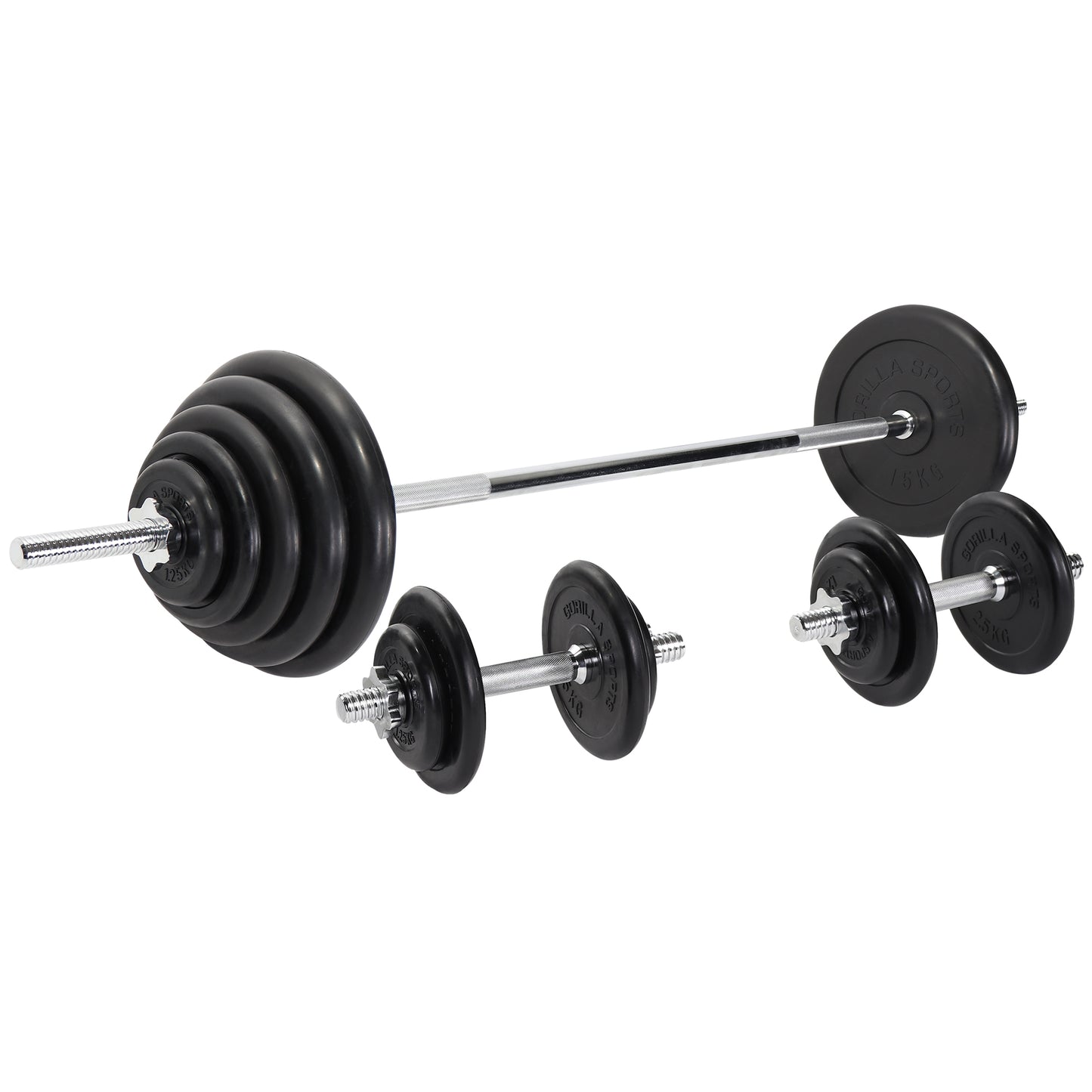 Set d’haltères longs en caoutchouc de 100 kg