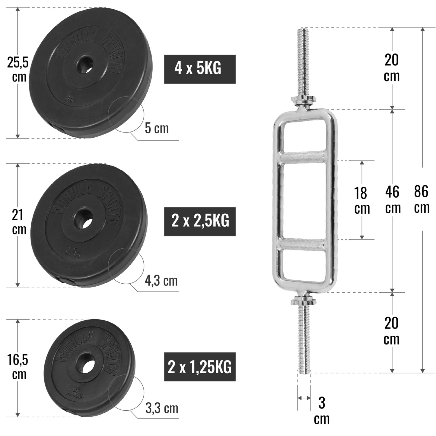 Set pour triceps 35 kg