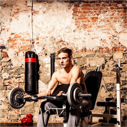 Banc de musculation universel avec set d'haltères en fonte de 108 kg