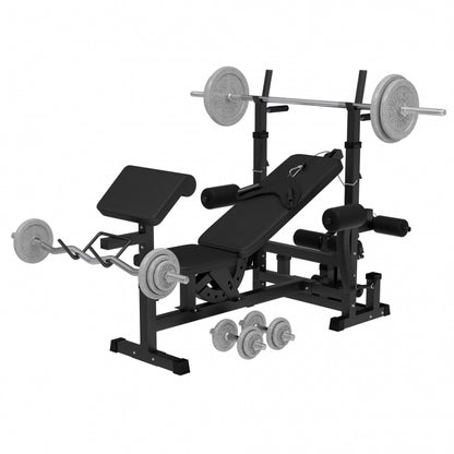 Banc de musculation universel avec set d'haltères en fonte de 108 kg