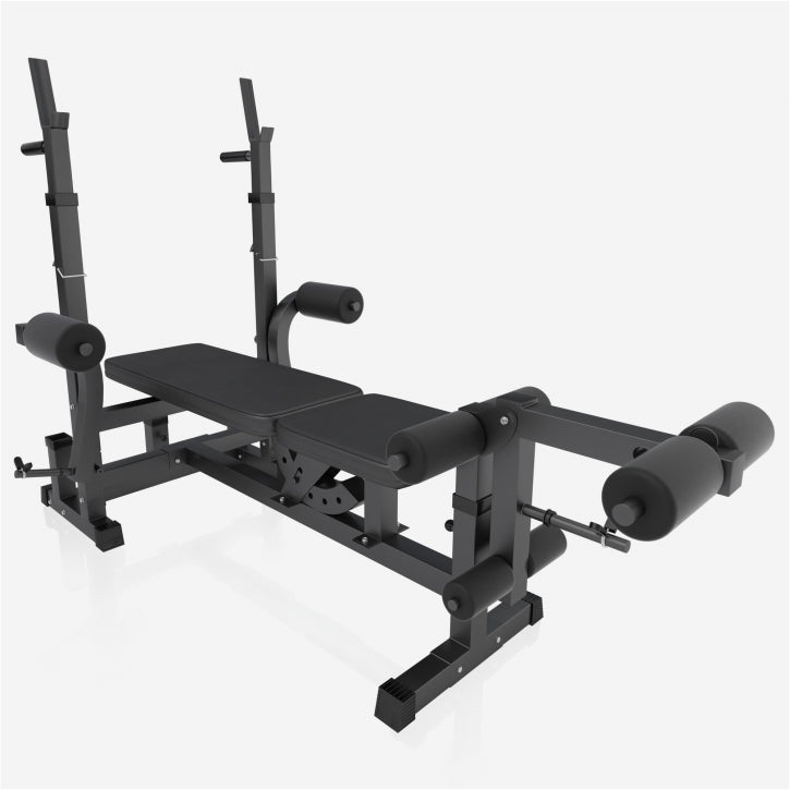 Banc de musculation universel avec set d'haltères en fonte de 108 kg