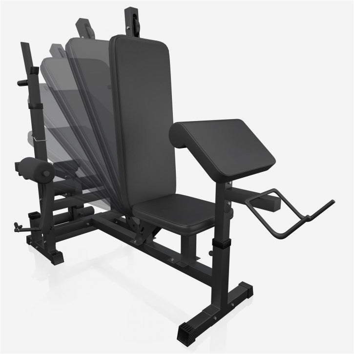 Banc de musculation universel avec set d'haltères en fonte de 108 kg