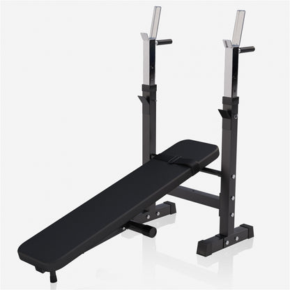 Banc de musculation avec set d'haltères longs