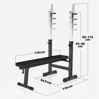 Banc de musculation avec set d'haltères longs