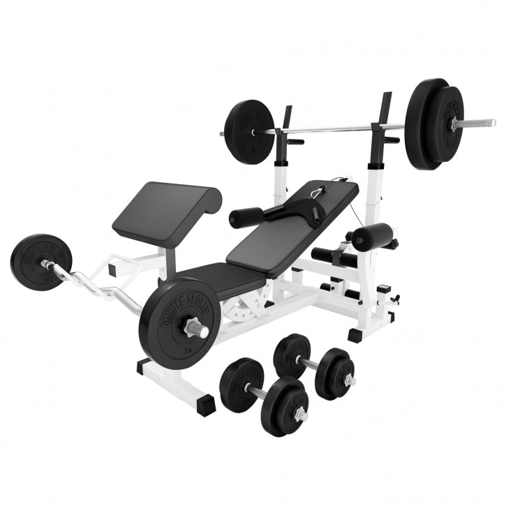 Banc de musculation universel avec set d'haltères 40 - 100 kg en plastique