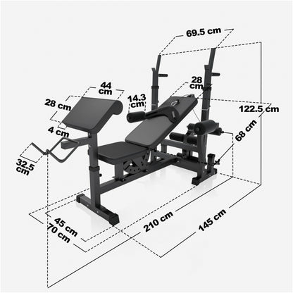 Banc de musculation universel avec set d'haltères 40 - 100 kg en plastique