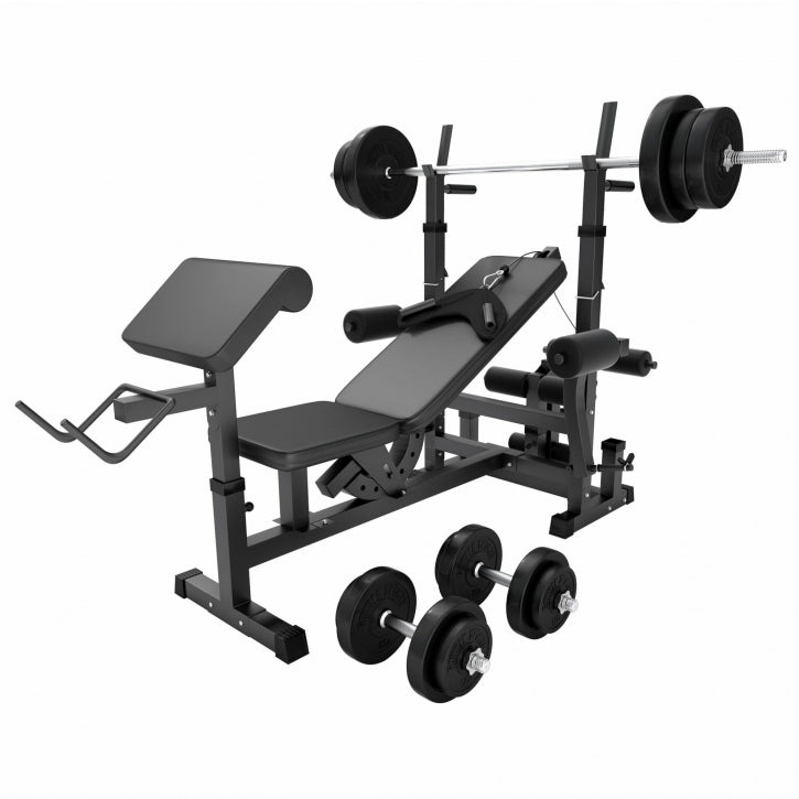 Banc de musculation universel avec set d'haltères 40 - 100 kg en plastique