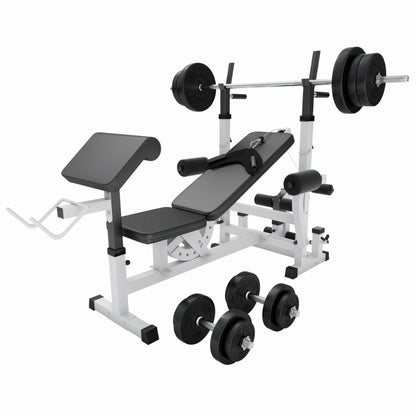 Banc de musculation universel avec set d'haltères 40 - 100 kg en plastique