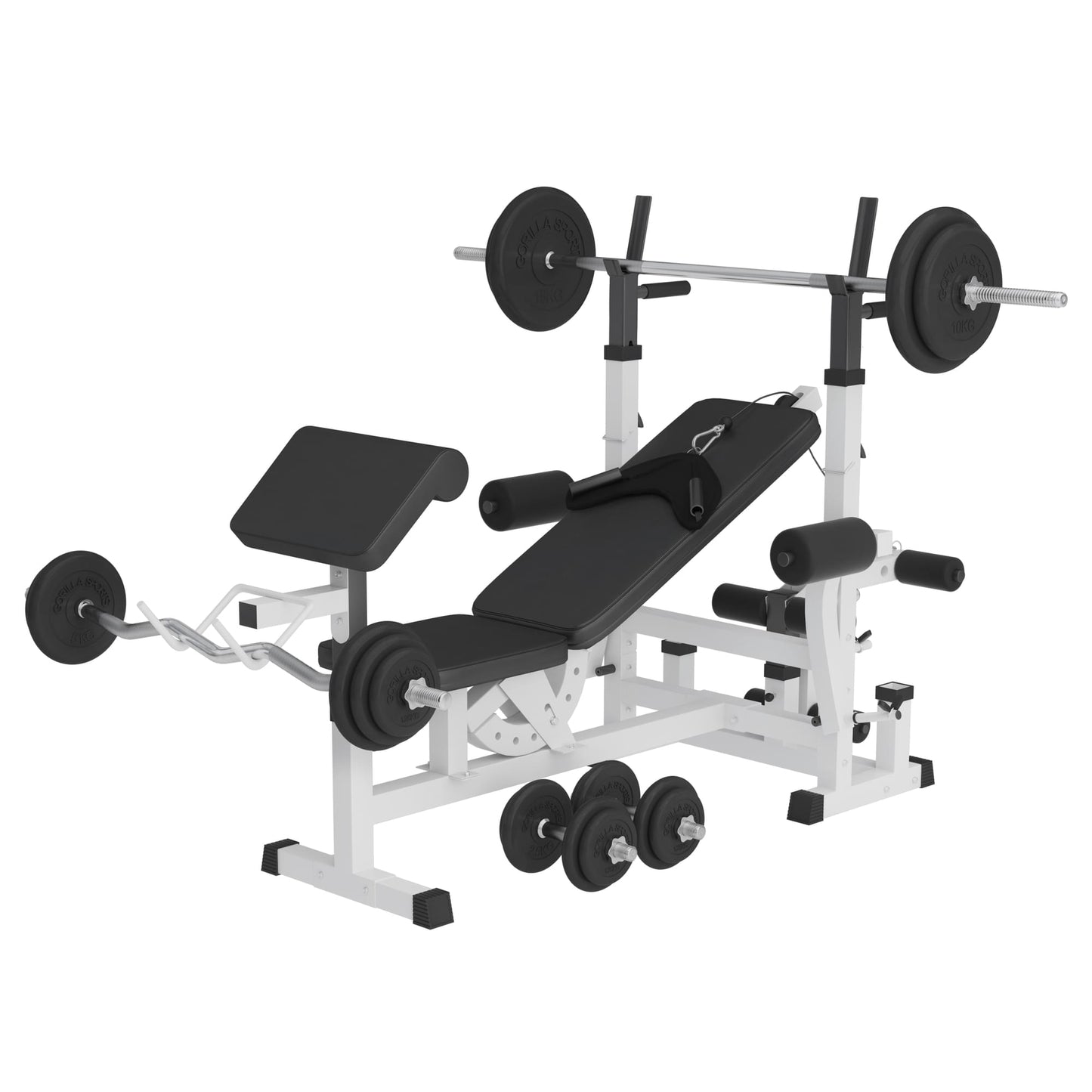 Stations de musculation universelle avec set d'haltères plastique 108 kg