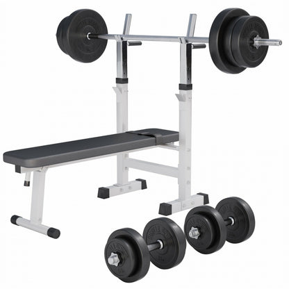 Banc de musculation avec set d'haltères longs