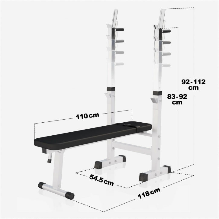 Banc de musculation avec set d'haltères longs