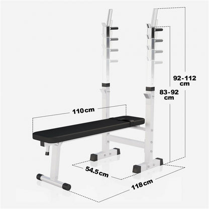 Banc de musculation avec set d'haltères longs