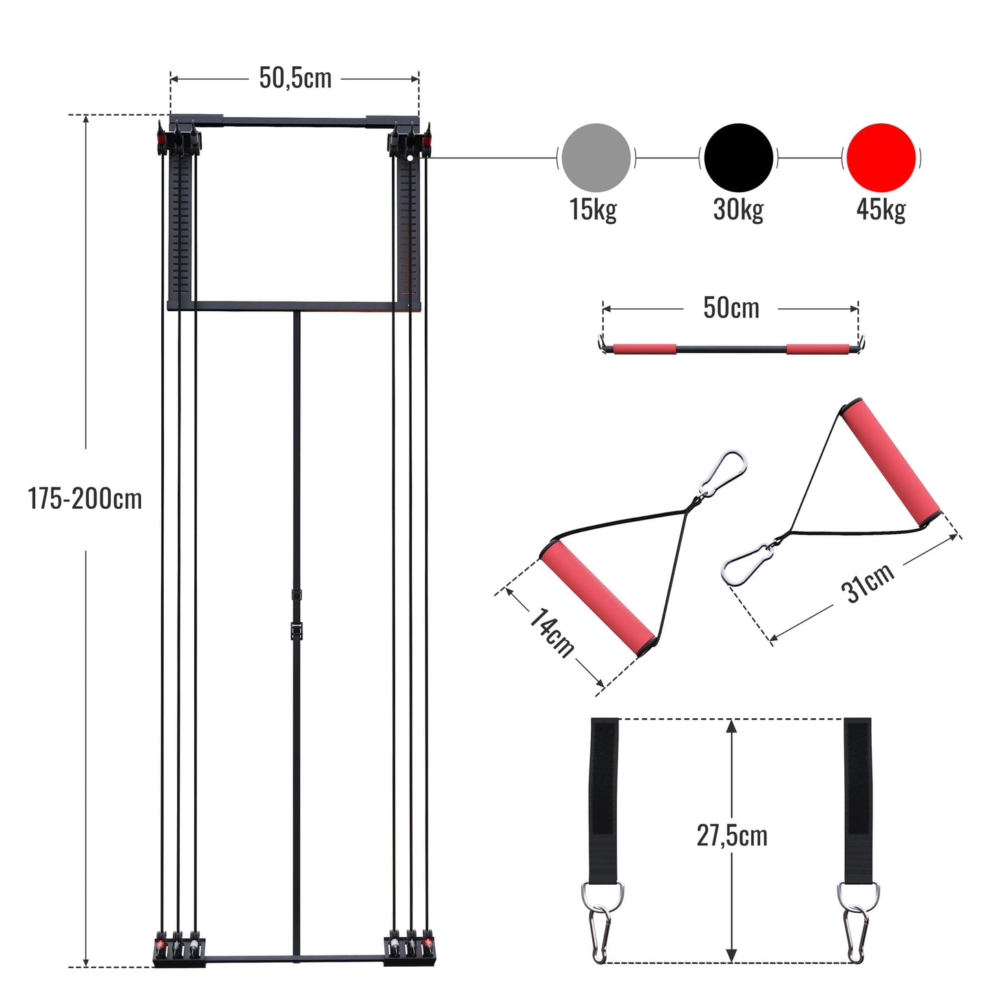 Sangles de suspension pour fixation sur porte