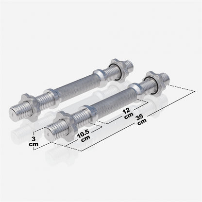 Set de barres d'haltères courtes de 35 cm avec stop-disques en étoile