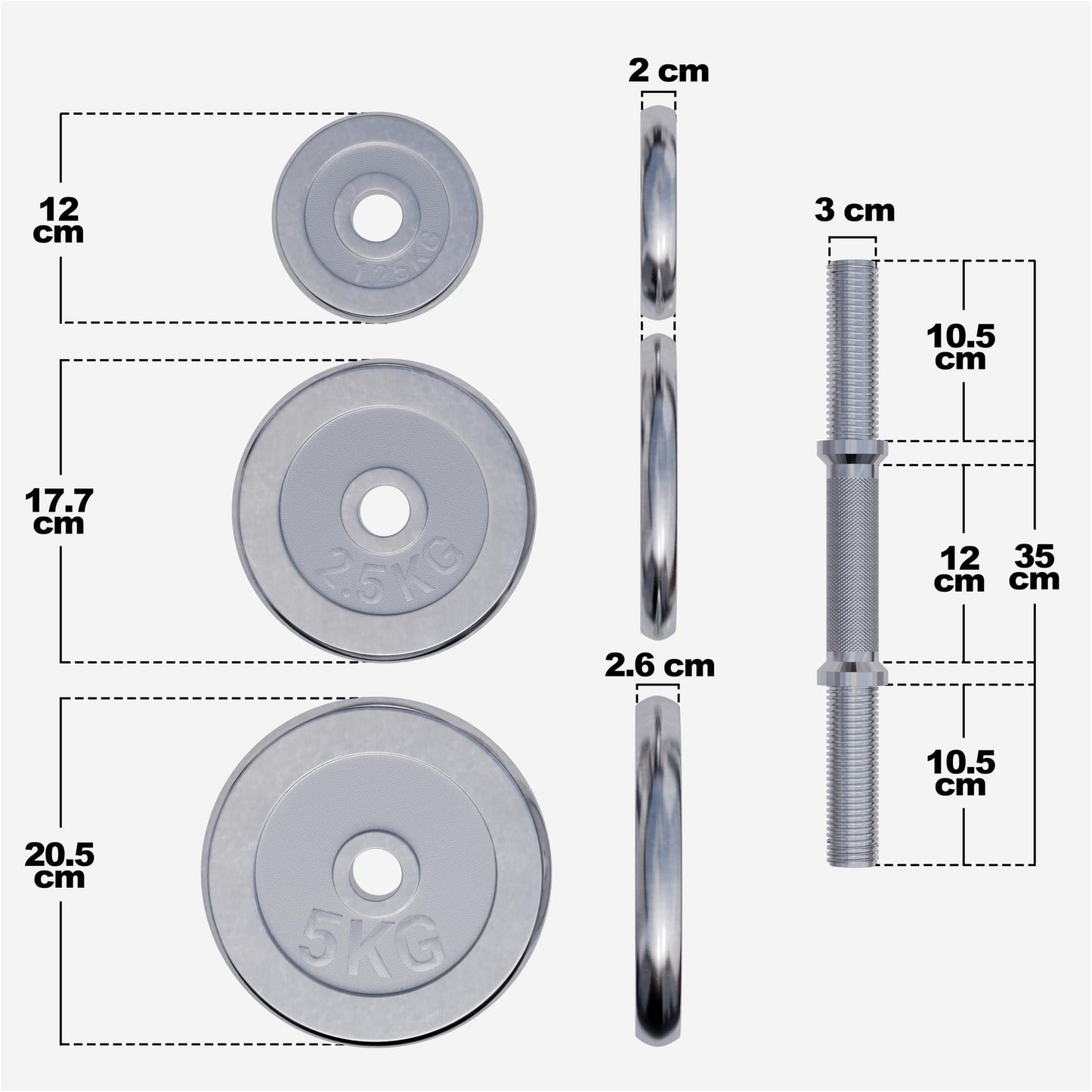 Set d'haltères Chrome 30 kg