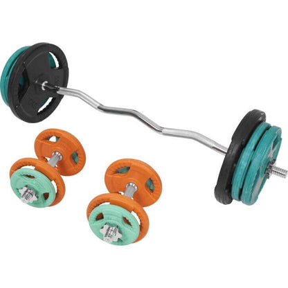 Set d’haltères curl SZ en caoutchouc grip 70 kg