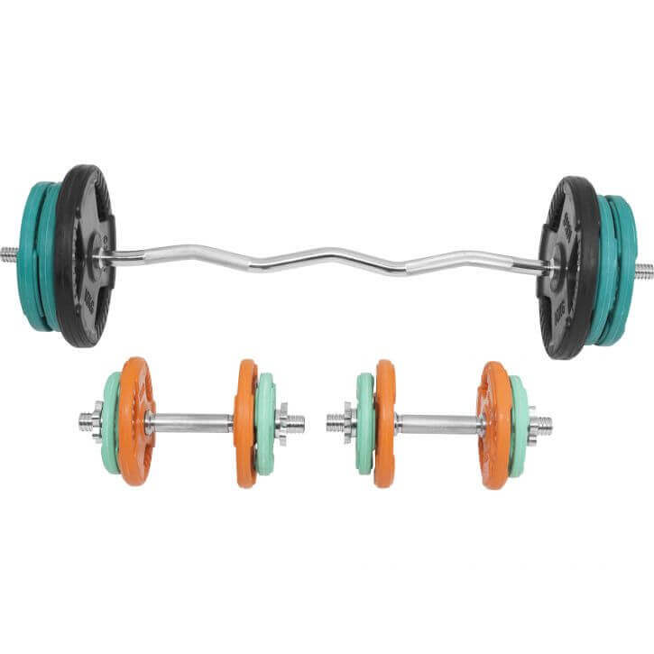 Set d’haltères curl SZ en caoutchouc grip 70 kg