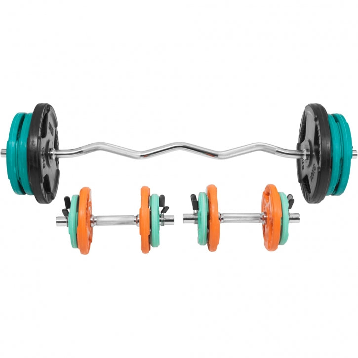 Set d’haltères curl SZ en caoutchouc grip 70 kg