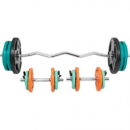 Set d’haltères curl SZ en caoutchouc grip 70 kg