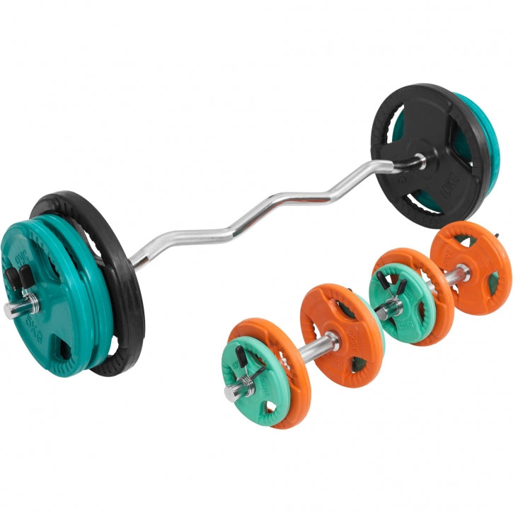 Set d’haltères curl SZ en caoutchouc grip 70 kg