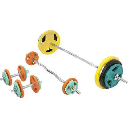 Set d’haltères en caoutchouc grip 108 kg avec stop-disques - Gorilla Sports France