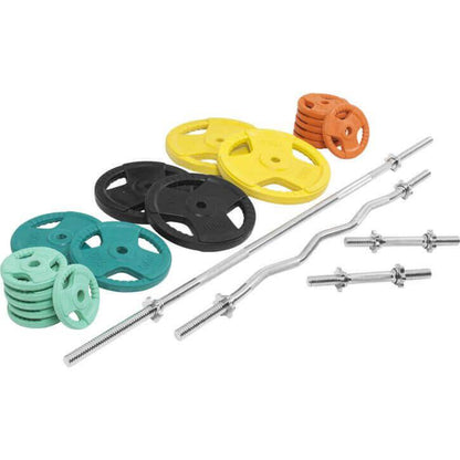 Set d’haltères en caoutchouc grip 108 kg avec stop-disques - Gorilla Sports France