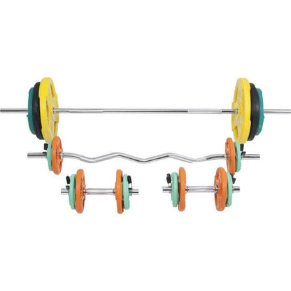 Set d’haltères en caoutchouc grip 108 kg avec stop-disques - Gorilla Sports France