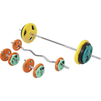 Set d’haltères en caoutchouc grip 108 kg avec stop-disques - Gorilla Sports France