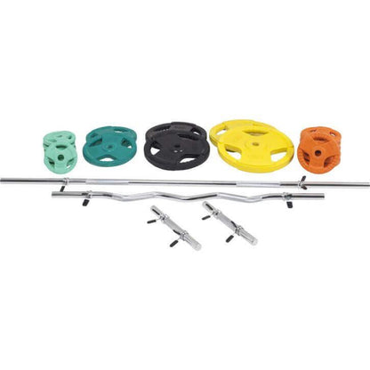 Set d’haltères en caoutchouc grip 108 kg avec stop-disques - Gorilla Sports France