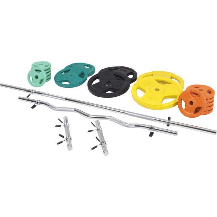 Set d’haltères en caoutchouc grip 108 kg avec stop-disques - Gorilla Sports France