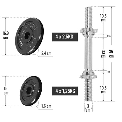 Set d’haltères courts 20 kg avec mallette - Gorilla Sports France