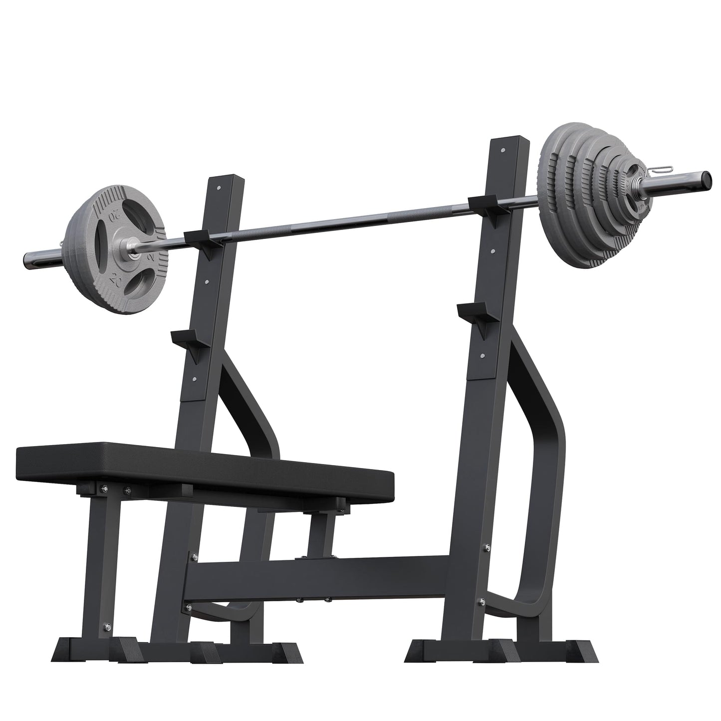 Banc de musculation avec support et set d'haltères olympiques 130 kg