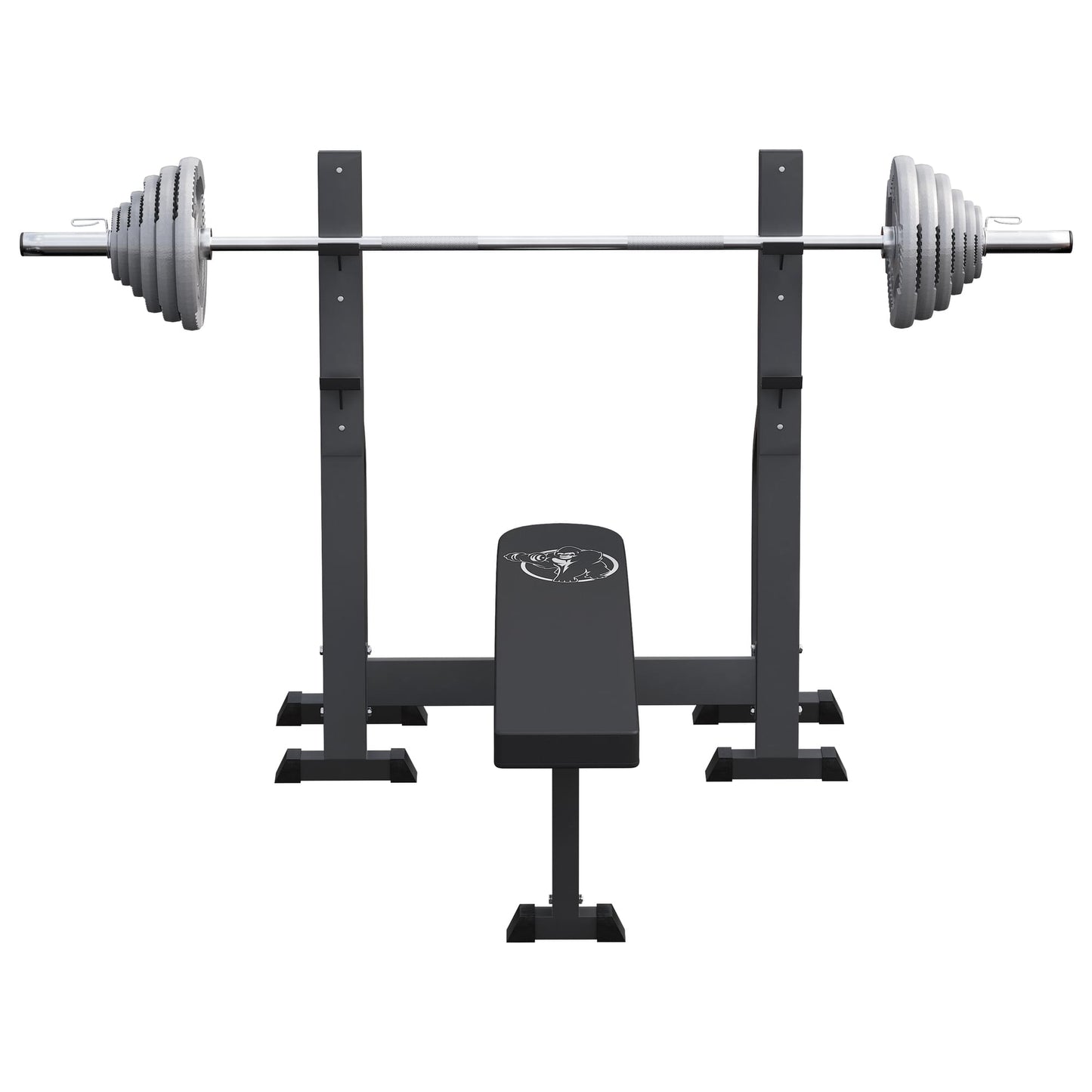 Banc de musculation avec support et set d'haltères olympiques 130 kg