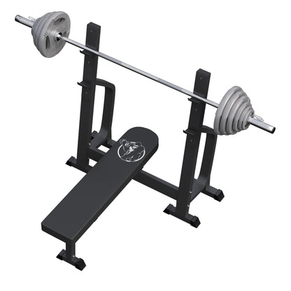 Banc de musculation avec support et set d'haltères olympiques 130 kg