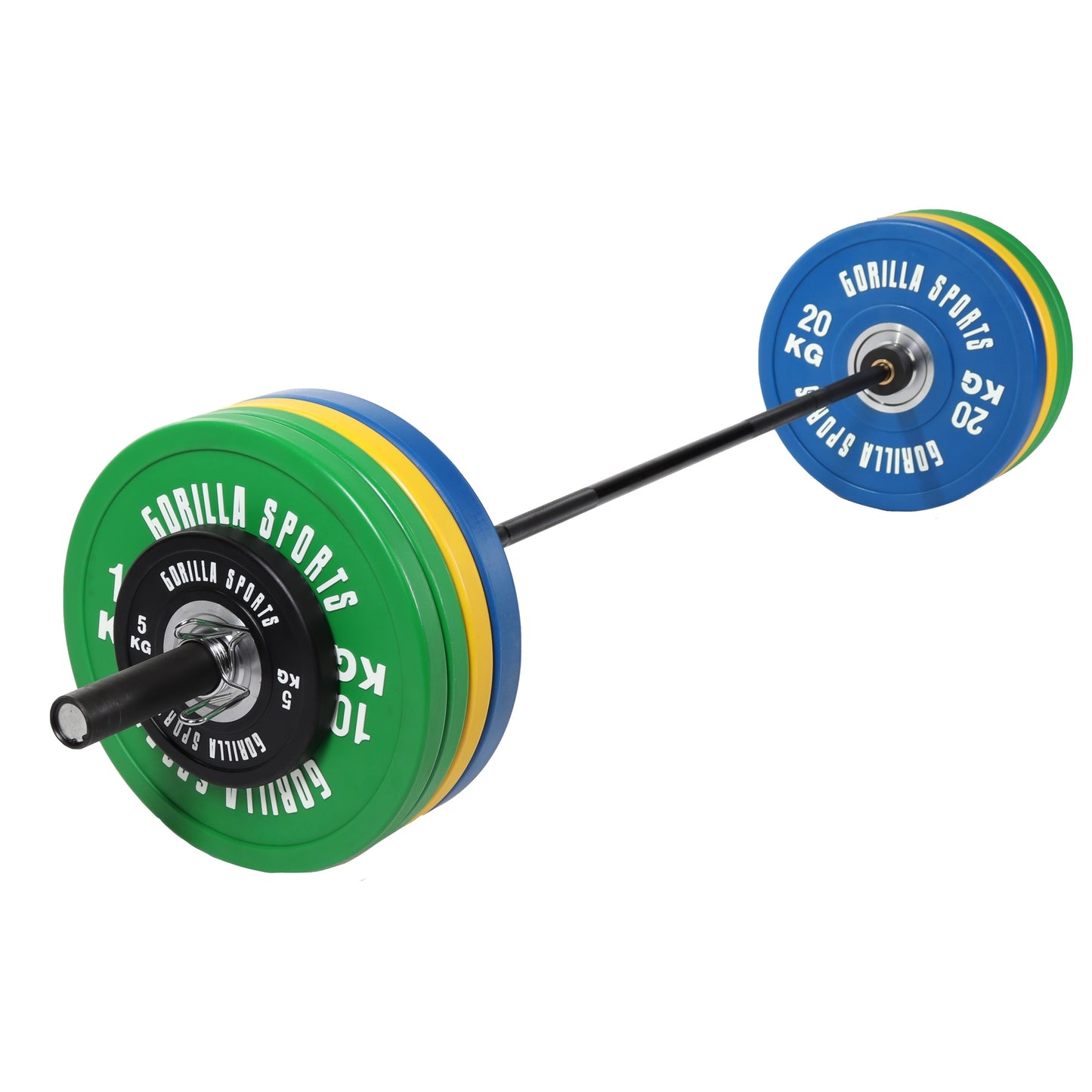 Set d'haltères olympiques pour professionnels avec disques Bumper 140 kg