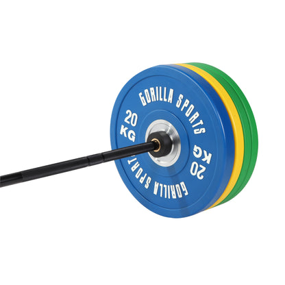 Set d'haltères olympiques pour professionnels avec disques Bumper 140 kg