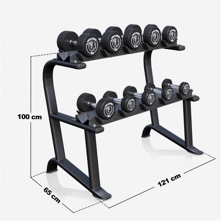 Rack de rangement pour haltères courts avec set d’haltères courts en caoutchouc - Gorilla Sports France