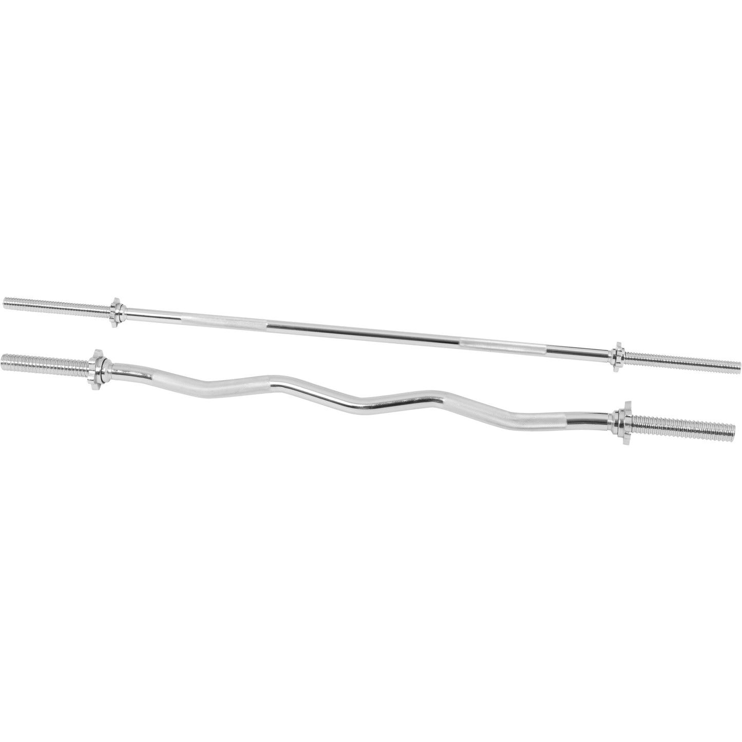 Barre longue de 170 cm + Barre de curl SZ de 120 cm avec colliers de serrage chromés