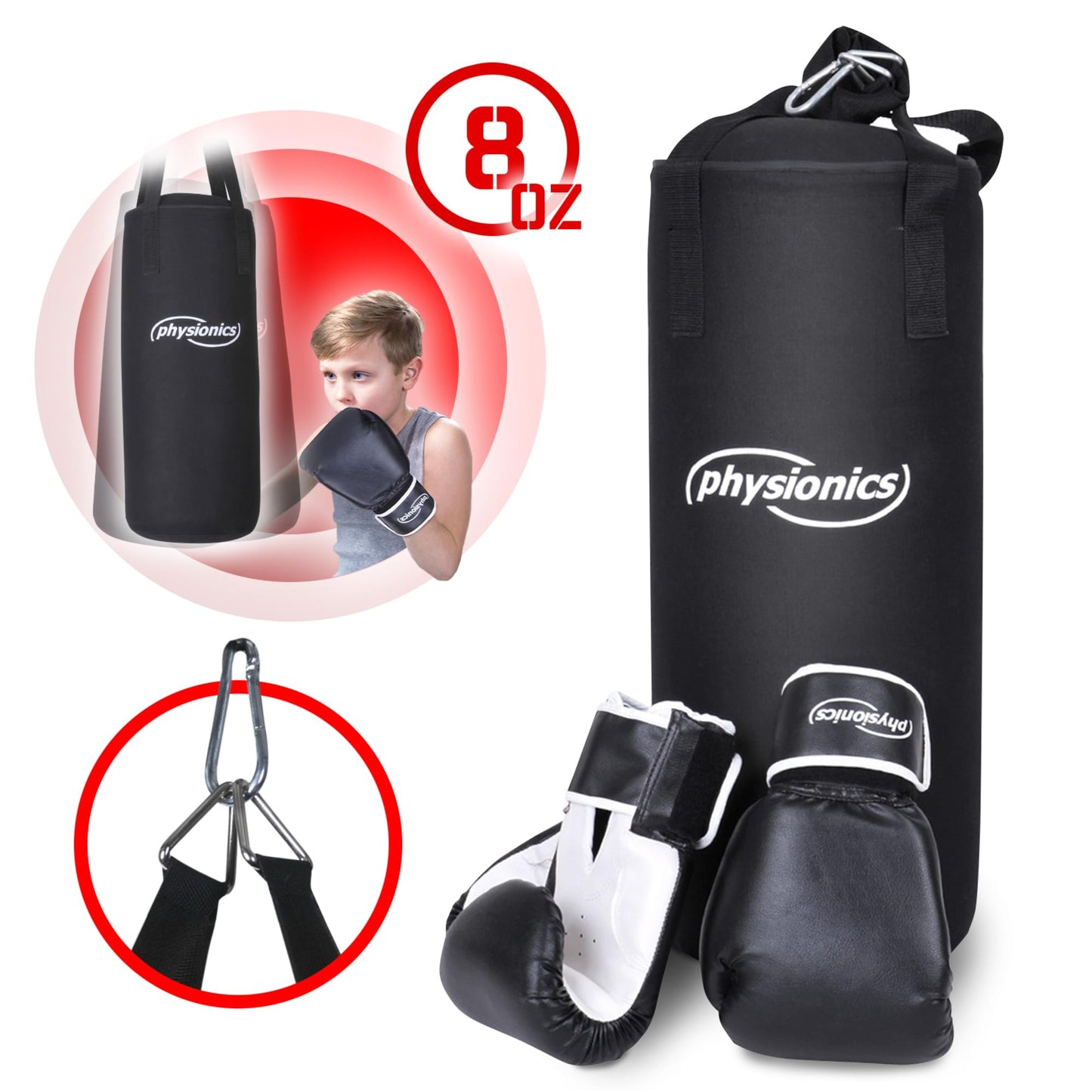 PHYSIONICS® Set de boxe pour enfant avec gants et sac de frappe