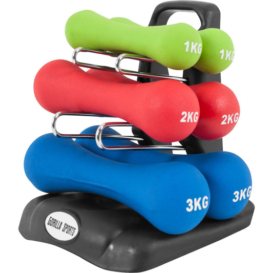 Set d'haltères gymnastique en néoprène 12 kg - Gorilla Sports France