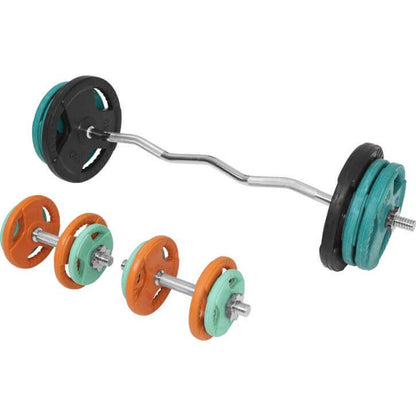 Set d’haltères curl SZ en caoutchouc grip 70 kg