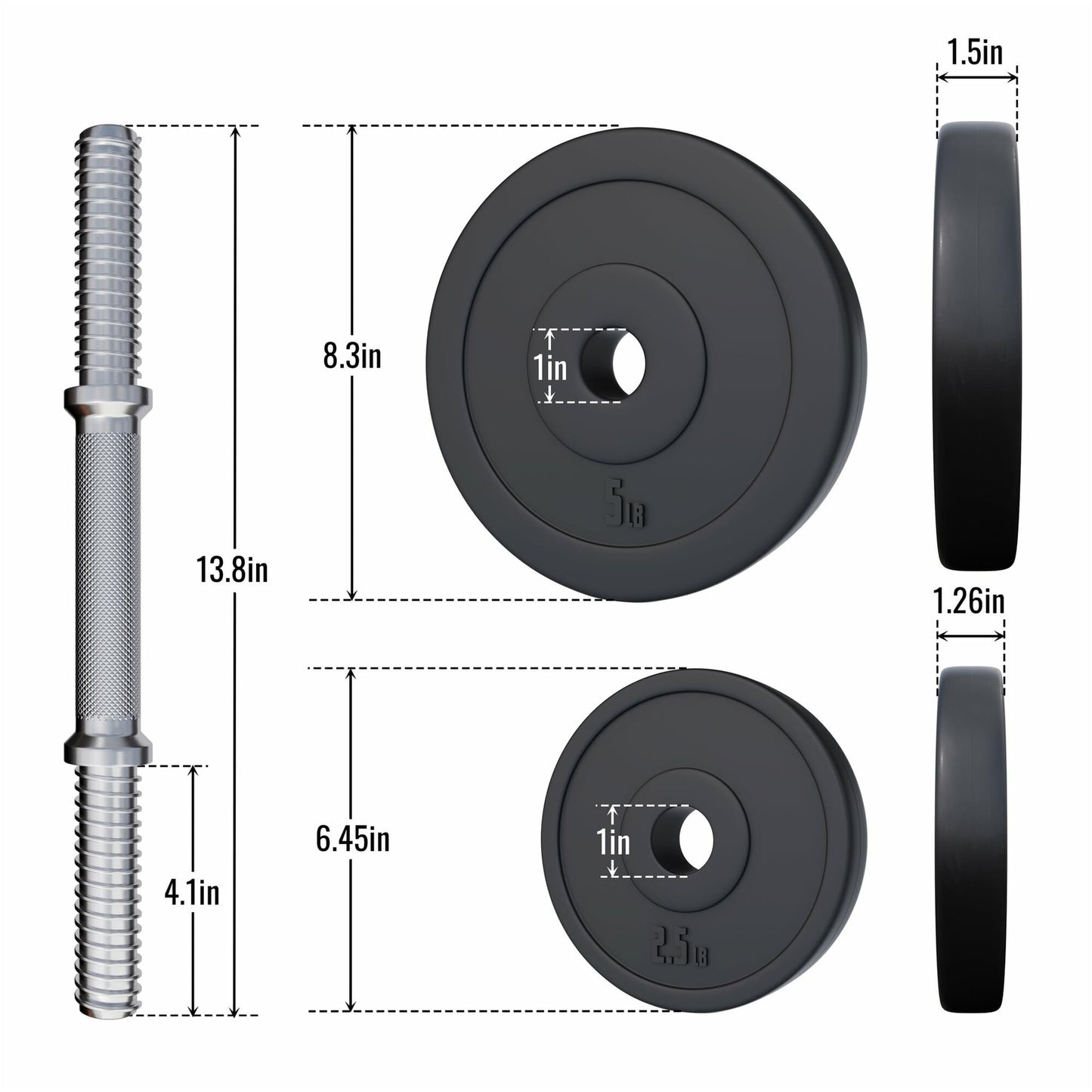 Set d’haltères 35cm, disques en plastique